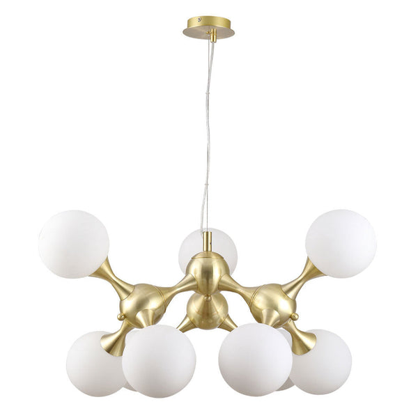 COSMIC Pendant 9 Lights Matt Brass Metal / Opal Glass - COSMIC PE80-BM