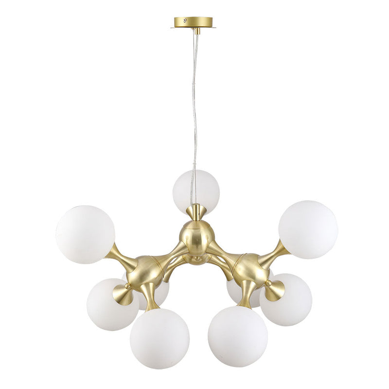 COSMIC Pendant 9 Lights Matt Brass Metal / Opal Glass - COSMIC PE80-BM