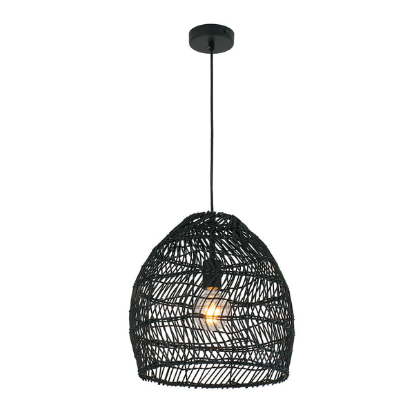 Interior Rattan Ellipse 1 Light Pendant Black - COUP1