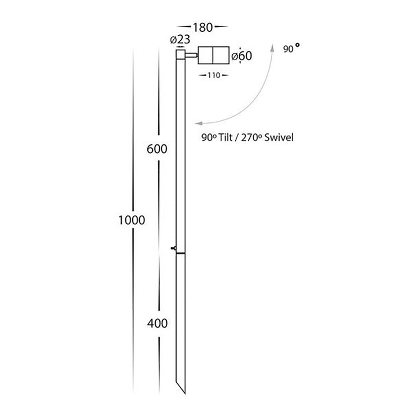 Tivah Pathway Light H1000mm 12V Solid Brass 3CCT - HV1403T-BR