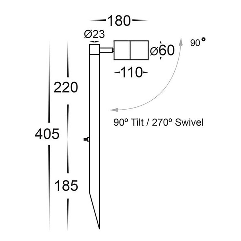 Tivah Pathway Light H405mm 12V Solid Brass 3CCT - HV1407T-BR