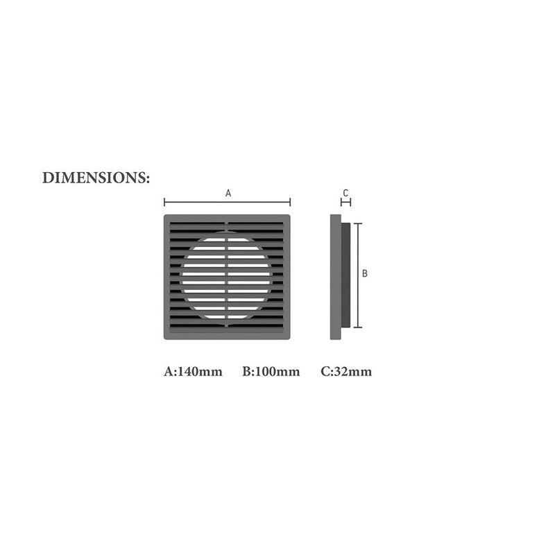 Standard Square Fixed Louvre Grille 100mm White - V100FL