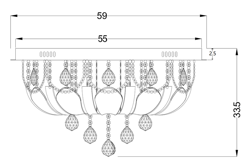 Elanza 10 Light 600mm Flush Mount White - ELANZA CTC60-WH