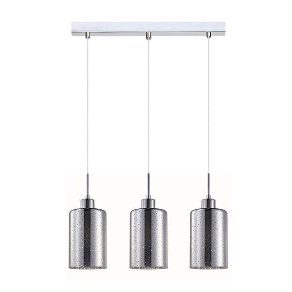 Interior Iron & Chrome Glass With Dotted Effect 3 Light Island Pendant - ESPEJO3X3S