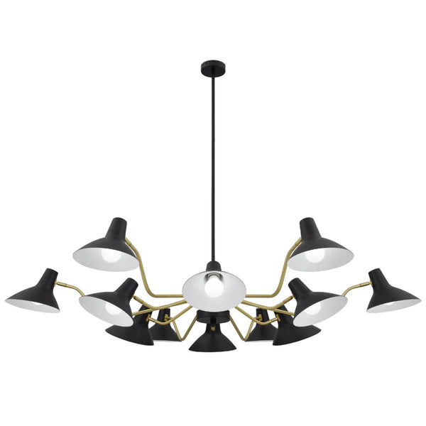 Farbon 12 Lights Pendant Black/Brass Matt Metal - FARBON PE12-BK