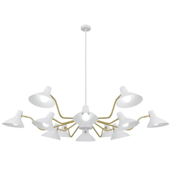 Farbon 12 Lights Pendant White/ Brass Matt Metal - FARBON PE12-WH