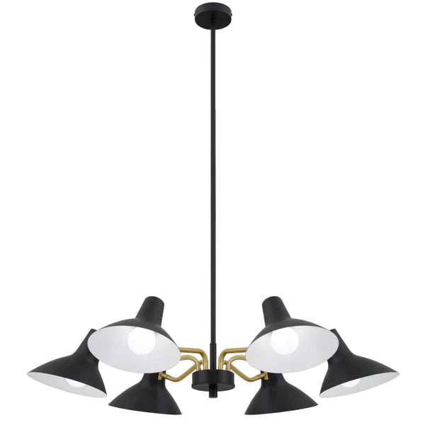 Farbon 6 Lights Pendant Black/Brass Matt Metal - FARBON PE6-BK