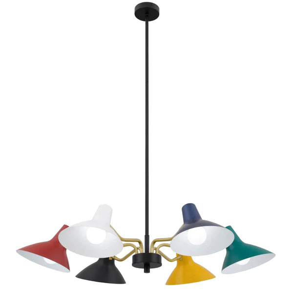 Farbon 6 Lights Pendant Multi Colour/Brass Matt Metal - FARBON PE6-MU