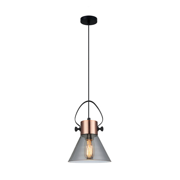 Fumoso 1 Light Pendant Copper Plate With Smoke Cone Shape Glass - FUMOSO1