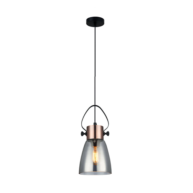 Fumoso 1 Light Pendant Copper Plate With Smoke Ellipse Shape Glass - FUMOSO2