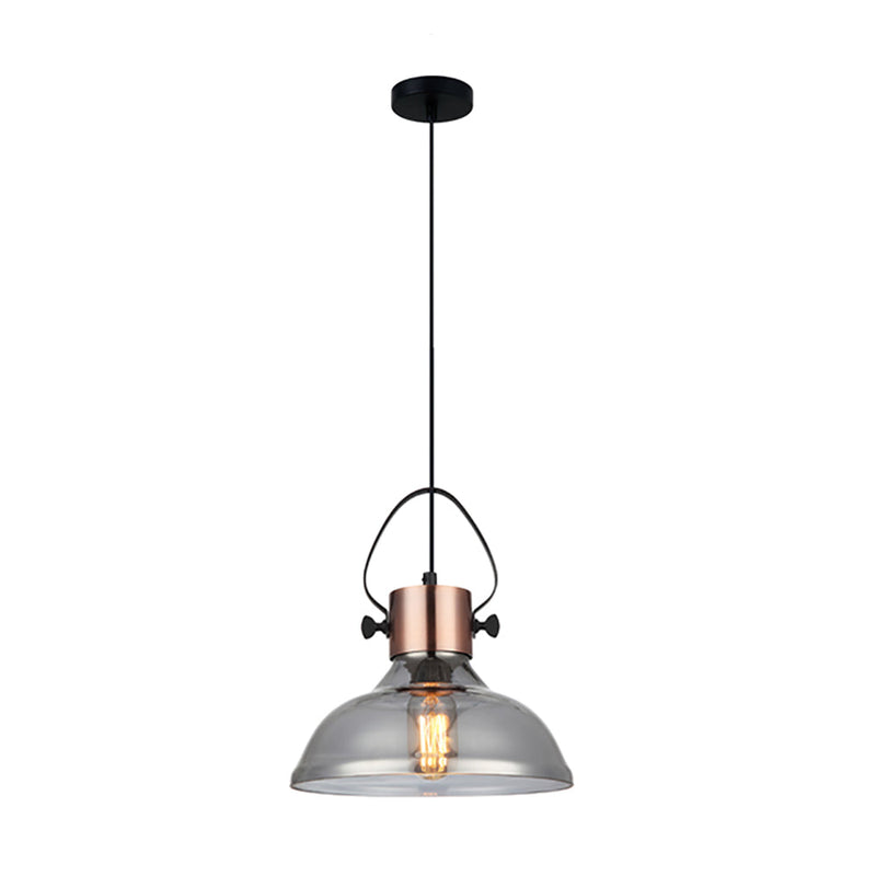 Fumoso 1 Light Pendant Copper Plate With Smoke Dome Shape Glass - FUMOSO3