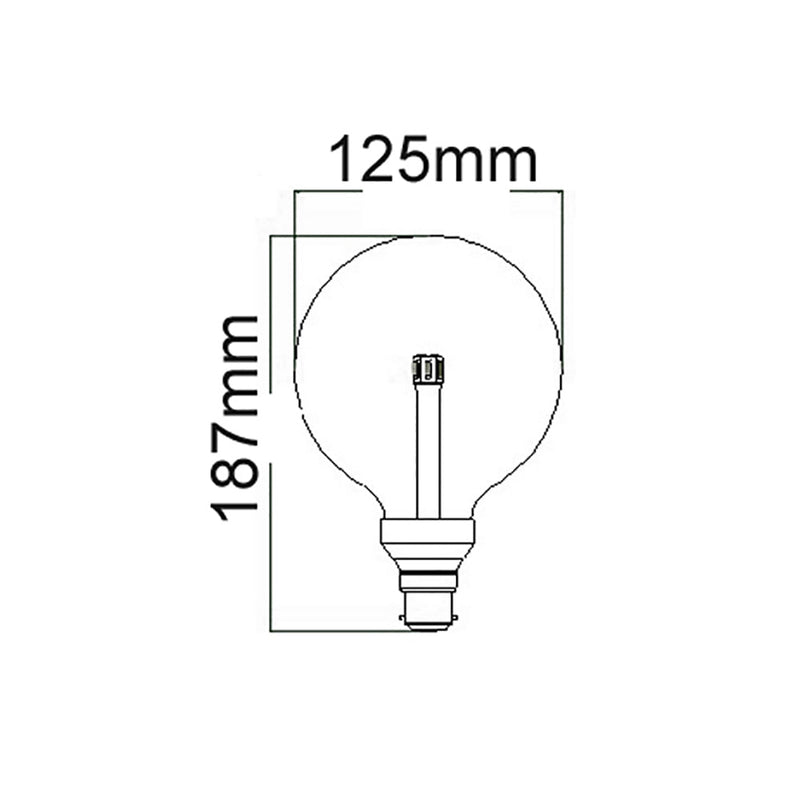 G125 LED Globe BC 6W 240V Clear Glass 5000K - G1253