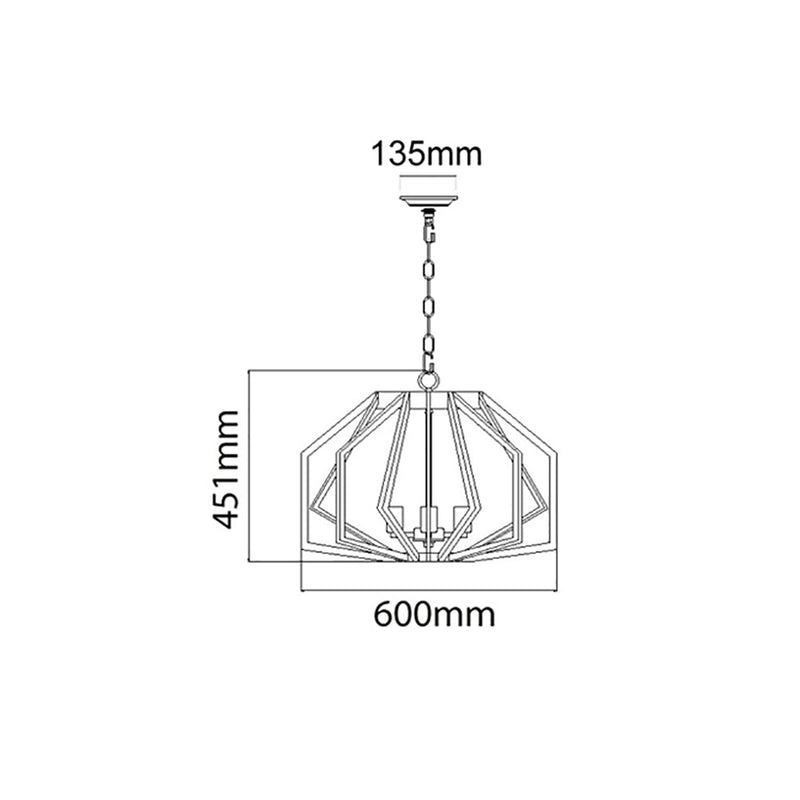 Gamba 5 Light White Wide Cage Pendant - GAMBA3