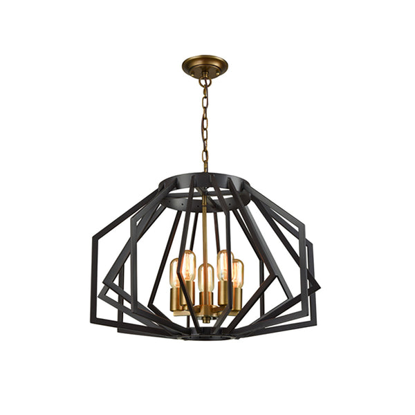 Gamba 5 Light Oiled Bronze Wide Cage Pendant - GAMBA1