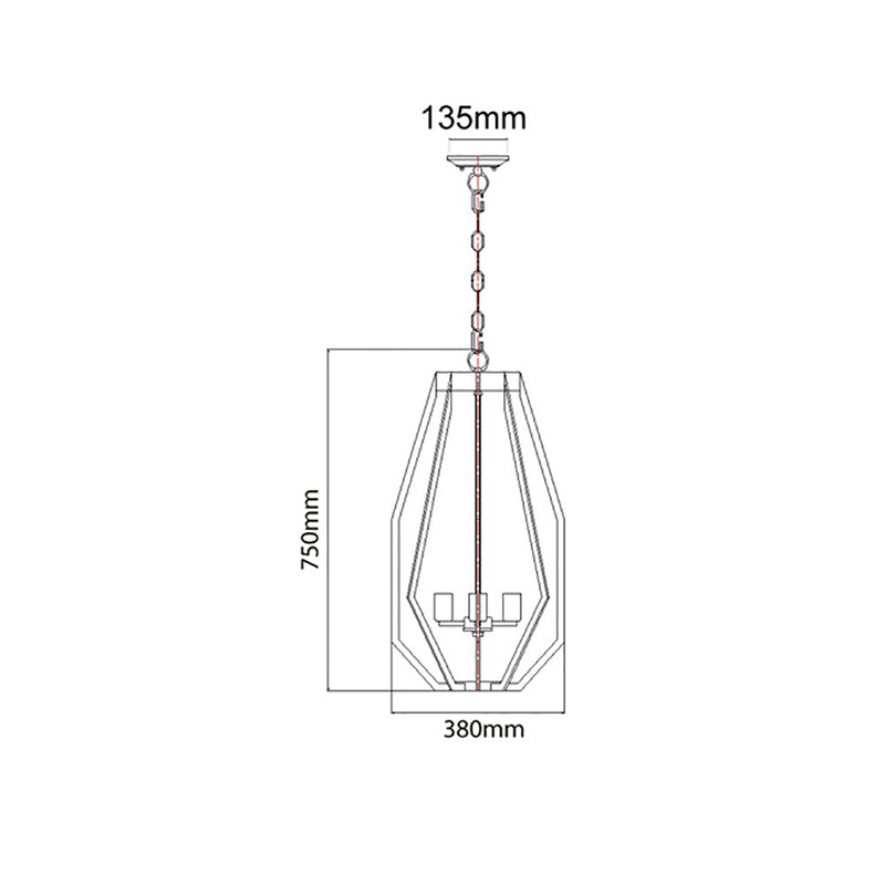 Gamba 4 Light White Narrow Cage Pendant - GAMBA4