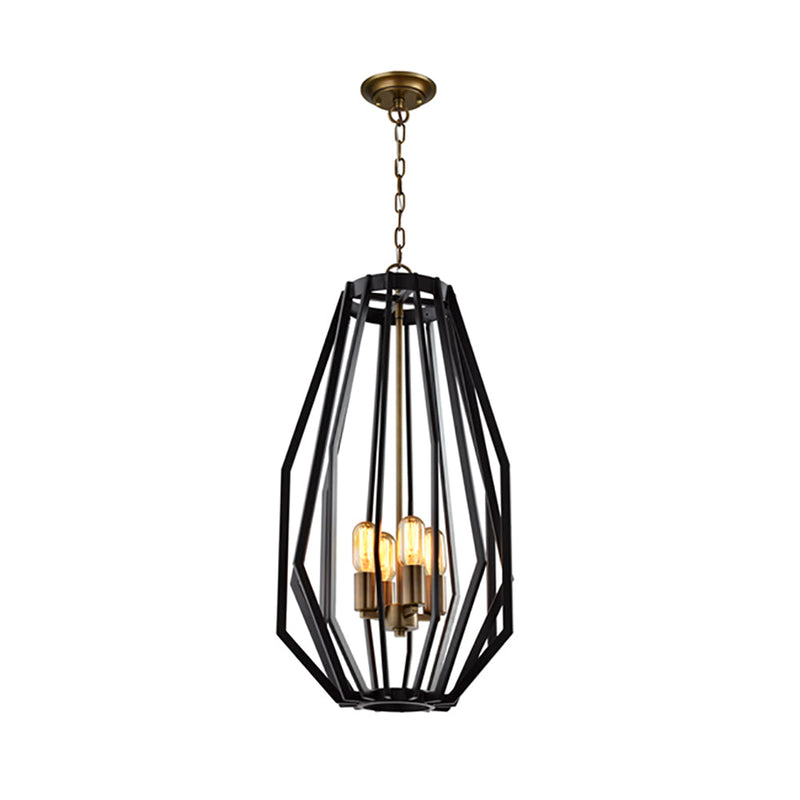 Gamba 4 Light Oiled Bronze Narrow Cage Pendant - GAMBA2