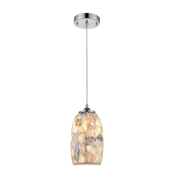 GLAZE Ellipse Hand Blown Glass 1 Light Pendant Light Stone Mosaic - GLAZE11