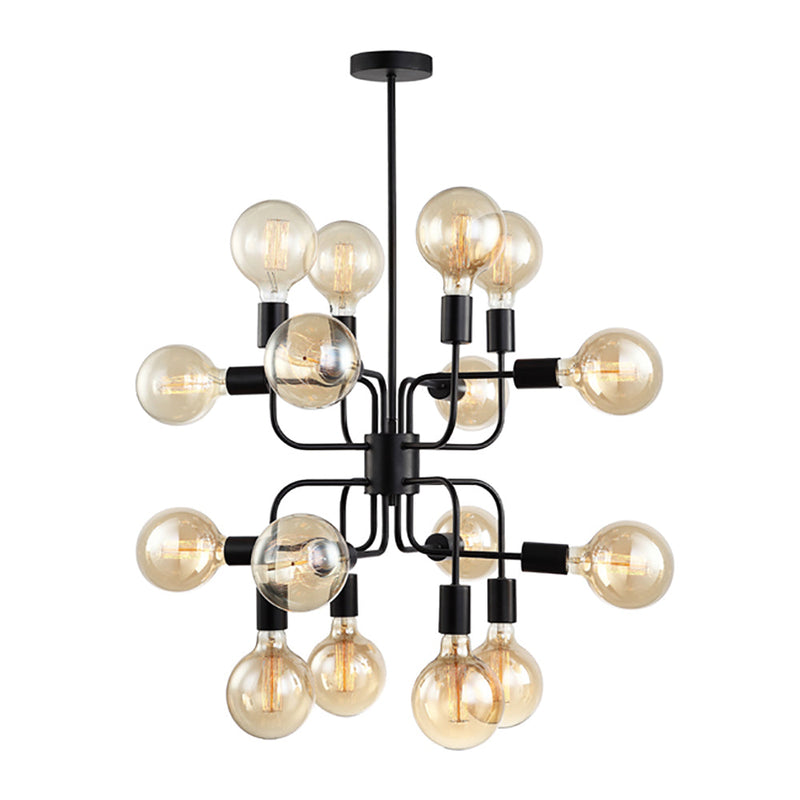 HEXADE Modern Abstract 16 Light Pendant Black - HEXADE1