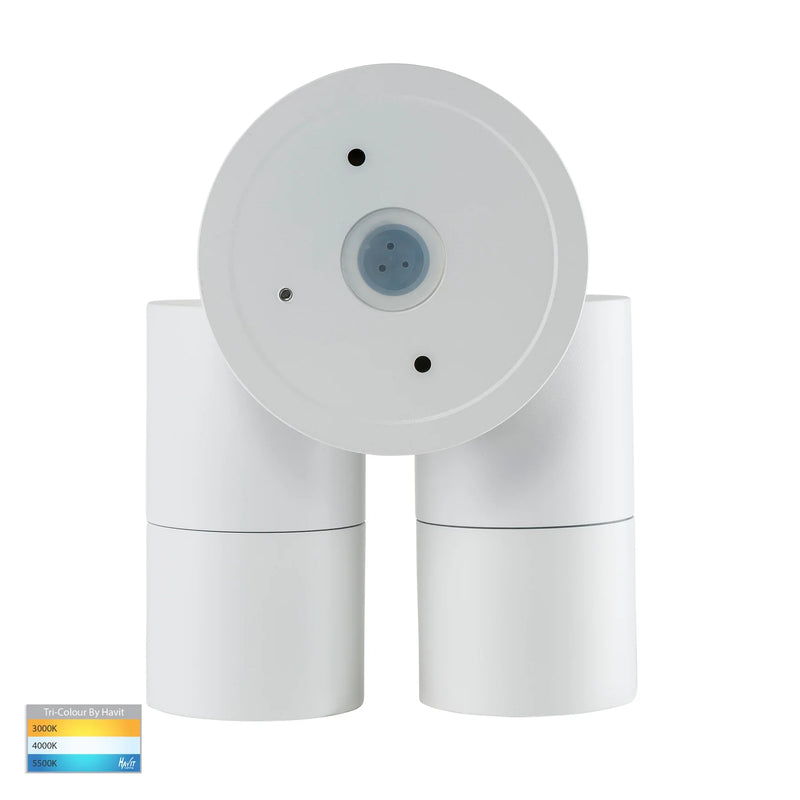 Tivah White TRI Colour Double Adjustable Spot Lights with Sensor - HV1335T-PIR