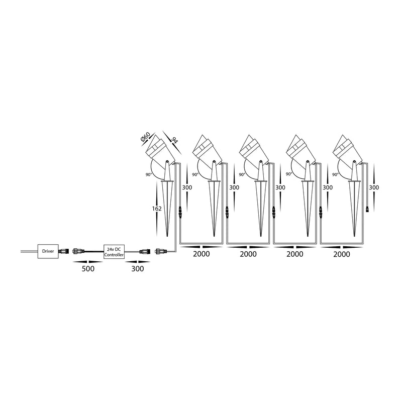 Spitze 5 Spike Light Kit Smart 24V Black Aluminium 2 CCT / RGB - HV1428RGBCW-KIT