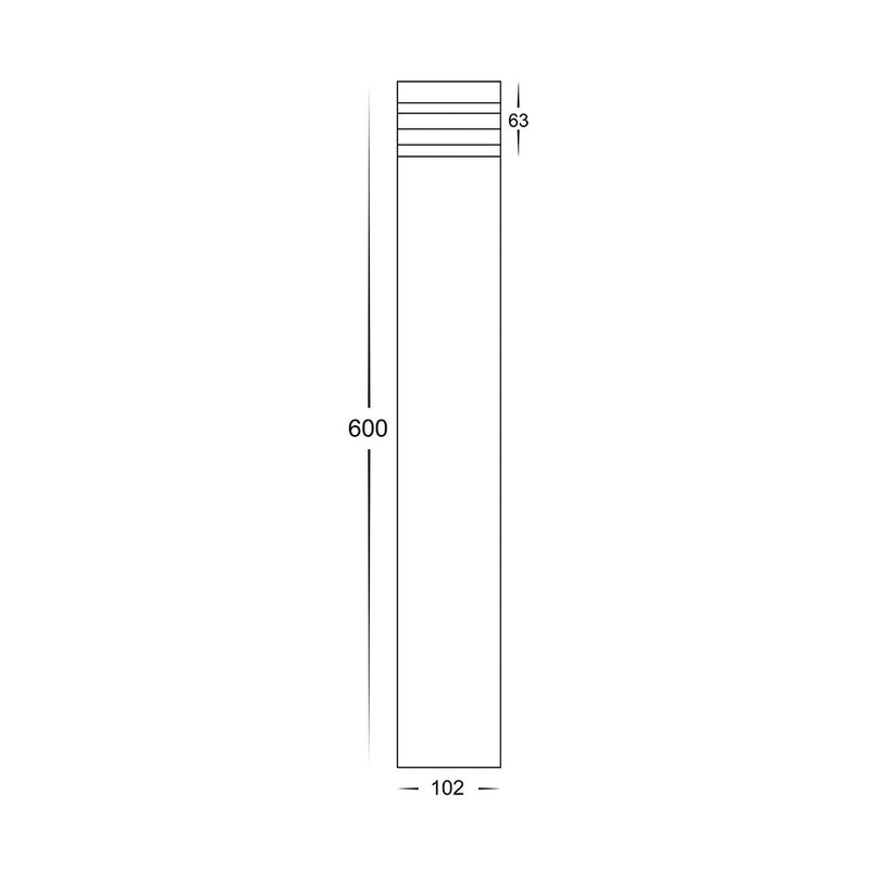 Maxi Louvred Bollard Light H600mm 316 Stainless Steel 3CCT - HV1616T-SS316-240V