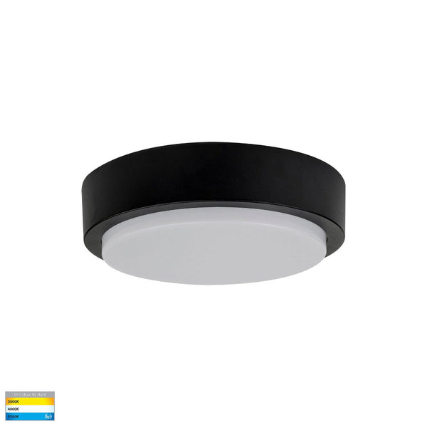 Liptor Round LED Oyster Light 20W Black 3CCT - HV36052T-BLK