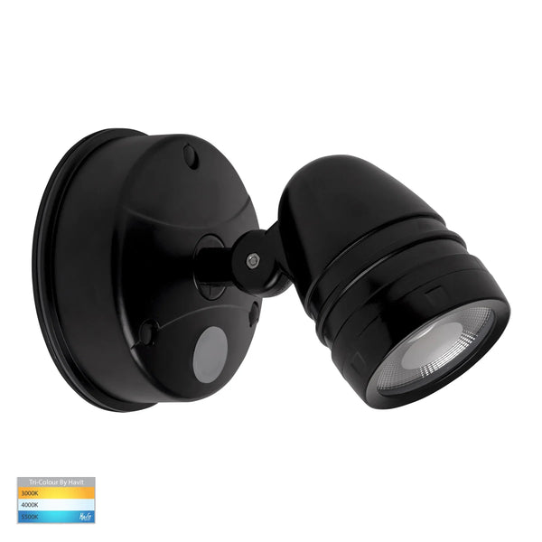 Focus Security Wall Light Adjustable 240V Black Polycarbonate 3 CCT - HV3792T-BLK