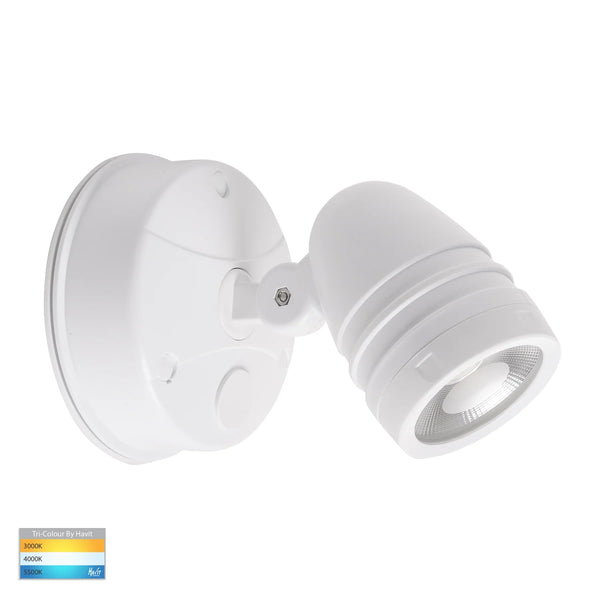 Focus Exterior Spotlight Adjustable 240V White Polycarbonate 3 CCT - HV3791T-WHT