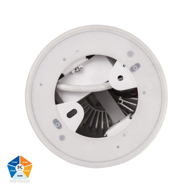 Nella LED Surface Mounted Downlight 240V H140mm White Aluminium 5 CCT - HV5843S-WHT