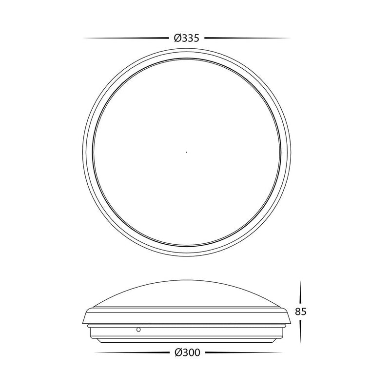 Ostron LED Oyster Light White Aluminium W335mm 3 CCT - HV5888T-WHT