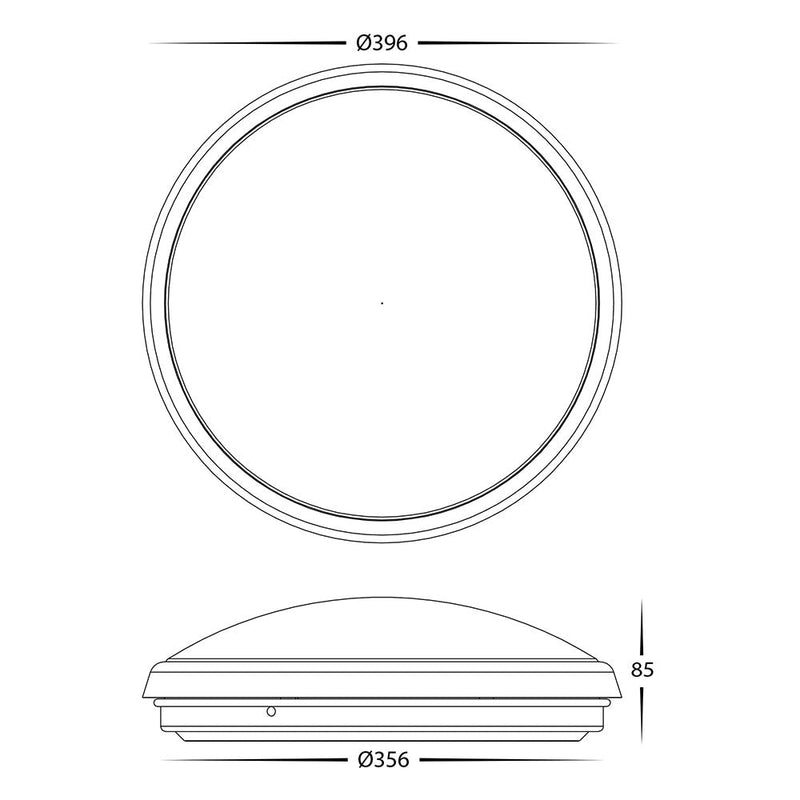 Ostron LED Oyster Light White W396mm 3CCT - HV5889T-WHT