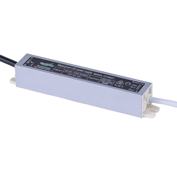 LED Driver 20W 12V DC W25.5mm Weatherproof Silver - HV9651