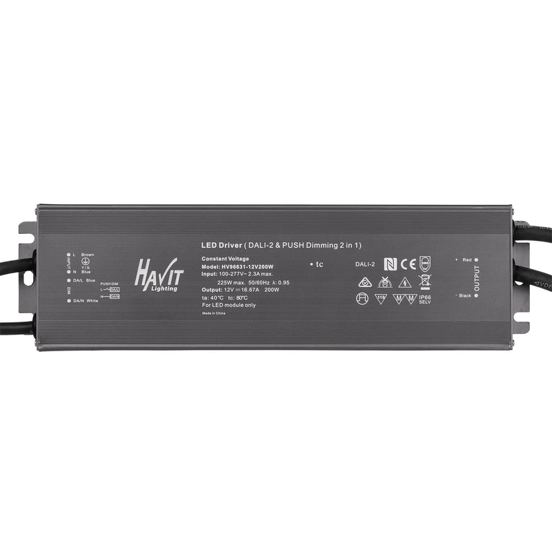 Triac Dimmable Indoor LED Driver 12V DC 200W Grey Aluminium / Dali - HV96631-12V200W