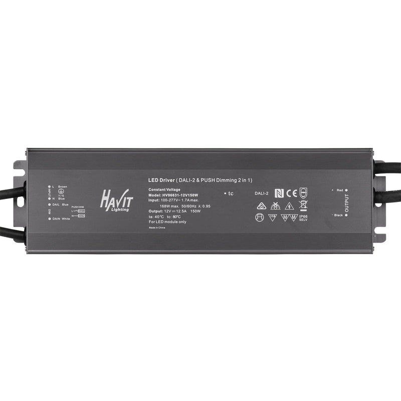 Triac Dimmable Indoor LED Driver 12V DC 150W Grey Aluminium / Dali - HV96631-12V150W