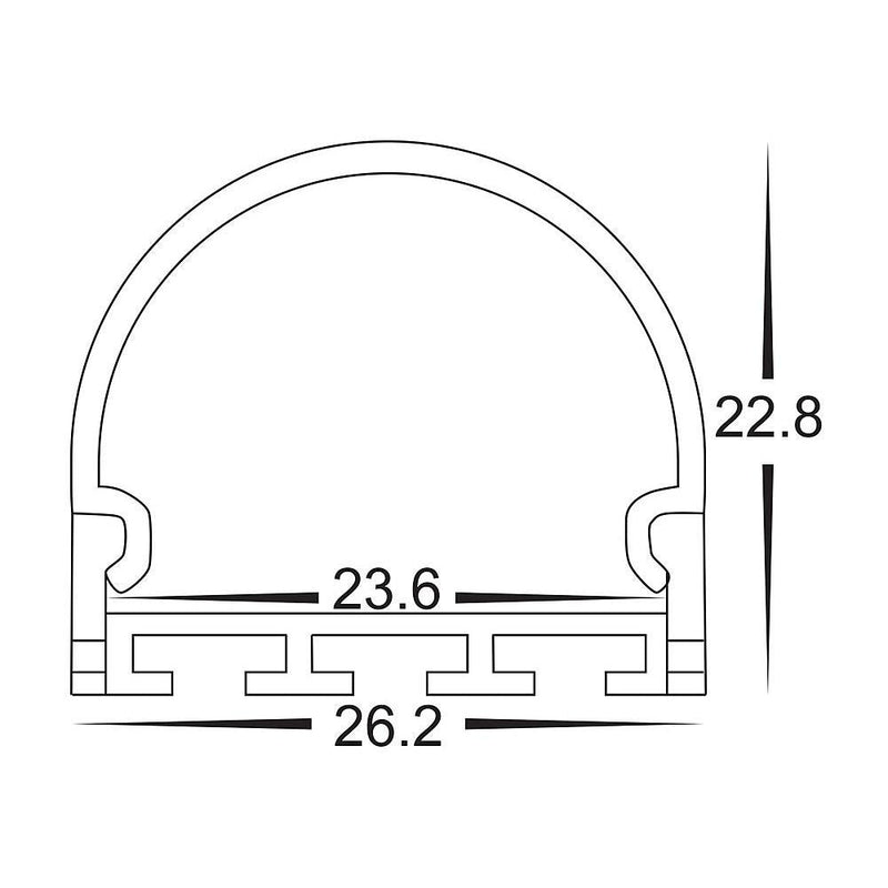 Shallow Square Profile With Rounded Diffuser 3M Silver - HV9690-2618-3M