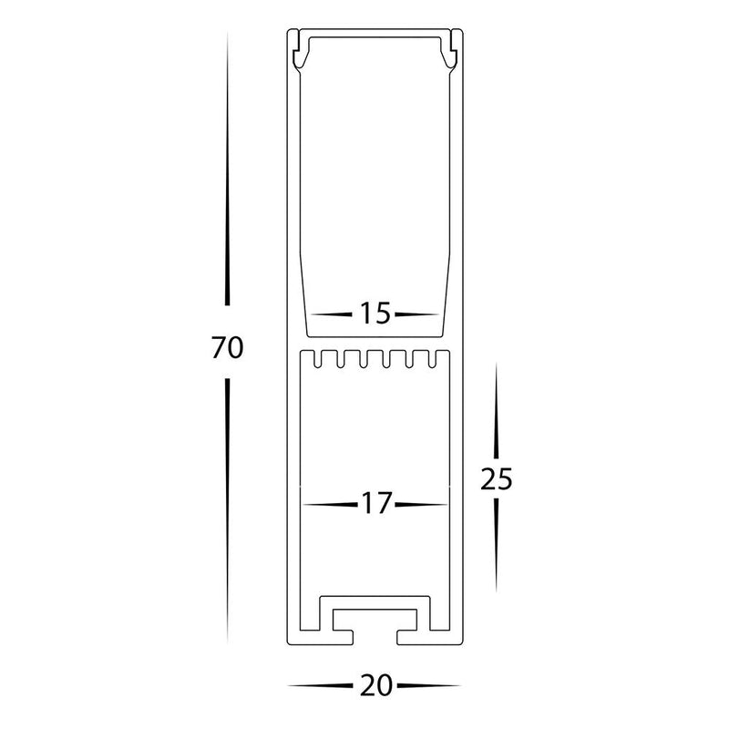 LED Strip Profile H70mm L1m Silver Aluminium - HV9693-2070