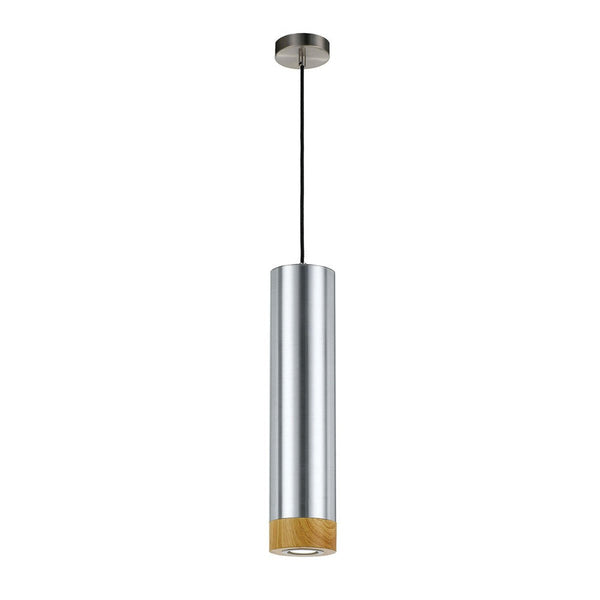 Dakota 1 Light Pendant 120mm Aluminium, Oak - DAKOTA PE-AL+OK