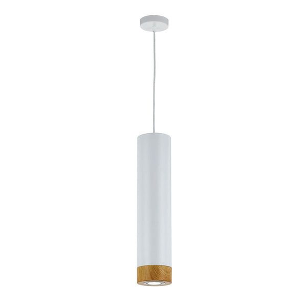 Dakota 1 Light Pendant 120mm White, Oak - DAKOTA PE-WH+OK