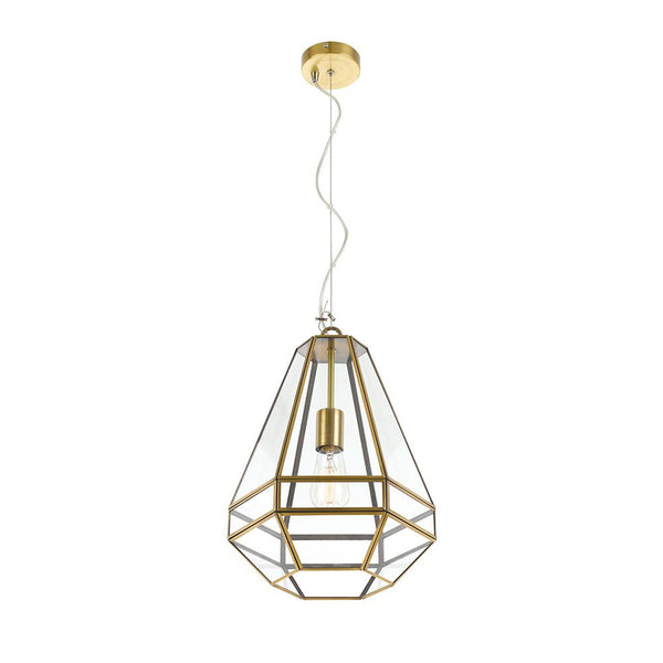 Buy Pendant lights australia - Espada 1 Light Pendant 300mm Antique Brass & Clear - ESPADA PE30-AB