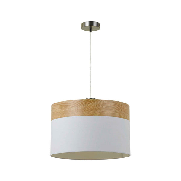 Buy Pendant lights australia - Fiona 1 Light Pendant 400mm Nickel & Oak, White - FIONA PE40-OAKWH