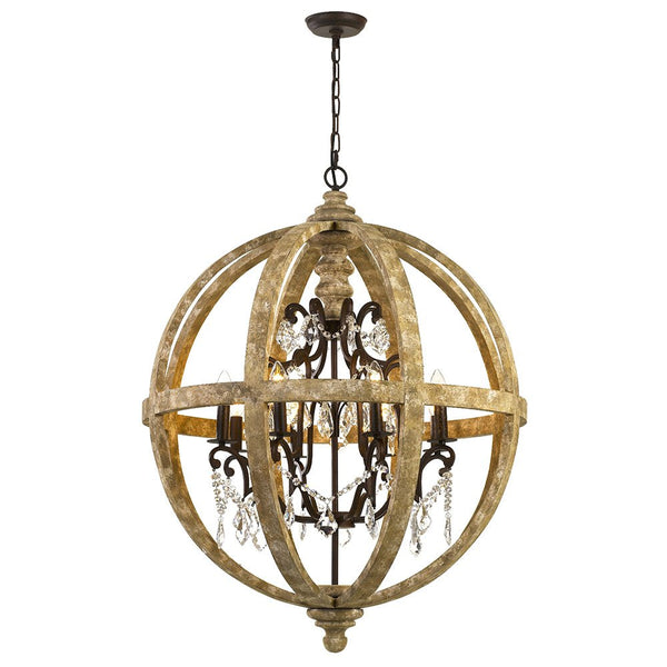 Buy Pendant lights australia - Florin 8 Light Pendant Wood Iron Clear - FLORIN PE8-WI