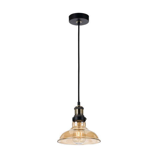 Buy Pendant lights australia - Hertel 1 Light Pendant 200mm Black & Amber - HERTEL PE20-BKAM