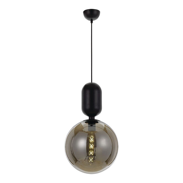 Buy Pendant lights australia - Kade 1 Light Pendant 300mm Black & Smoke - KADE PE30-BK+SM