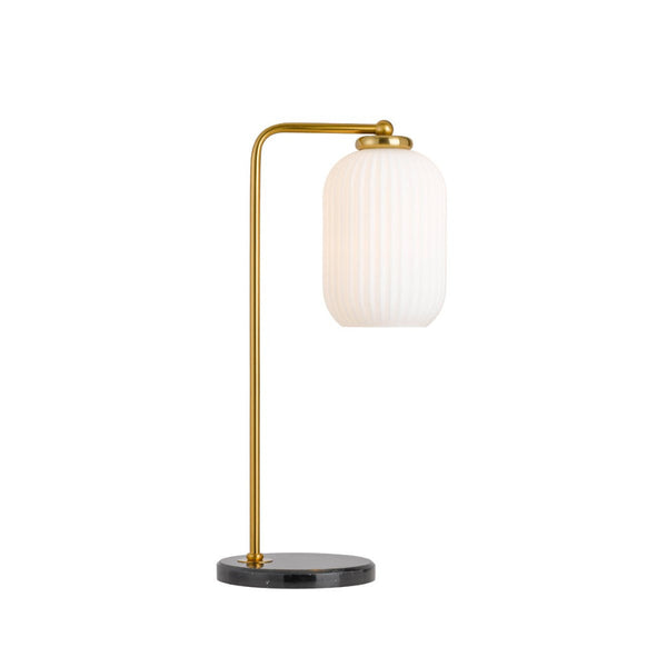 Lark 1 Light Table Lamp Black Marble, Antique Gold & Opal - LARK TL-AG+OP