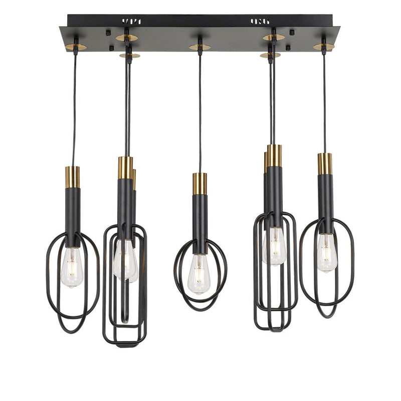 Buy Pendant lights australia - Marvin 7 Light Pendant Antique Black, Gold - MARVIN PE7-BKGD