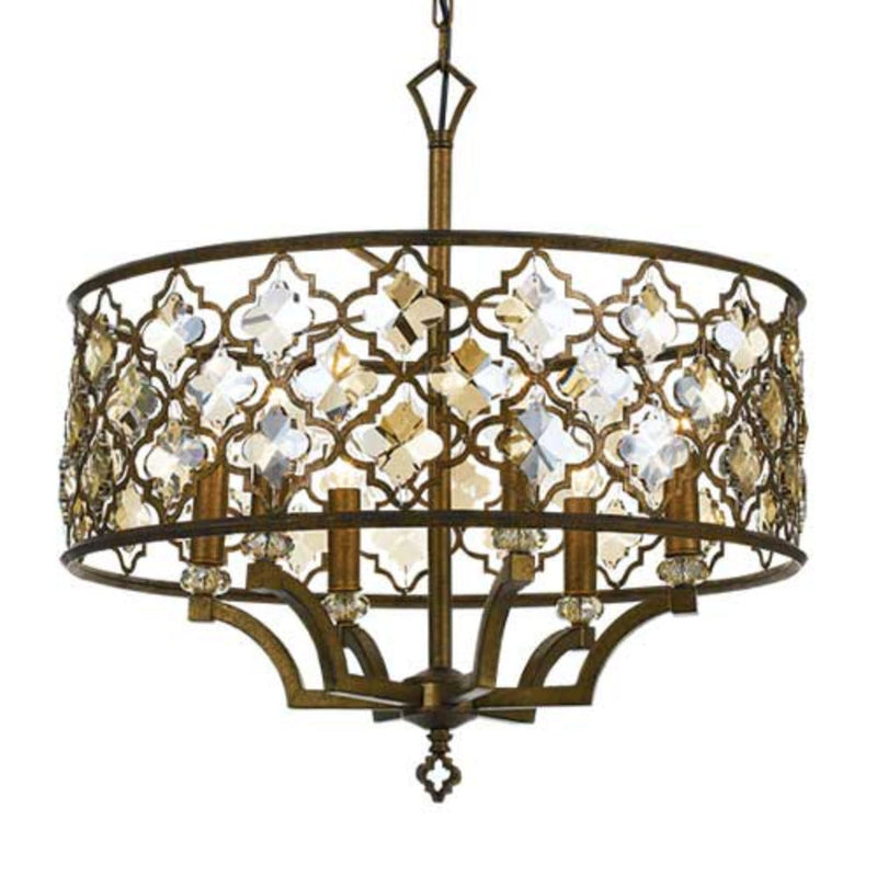 Buy Pendant lights australia - Mimosa Round 6 Light Pendant Mocha & Amber, Clear Crystals - MIMOSA PE61-MC