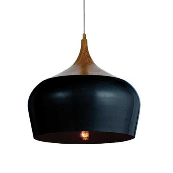 Buy Pendant lights australia - Polk 1 Light Pendant 300mm Oak & Black - POLK PE30-OK+BK