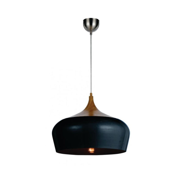 Buy Pendant lights australia - Polk 1 Light Pendant 460mm Oak & Black - POLK PE46-OK+BK