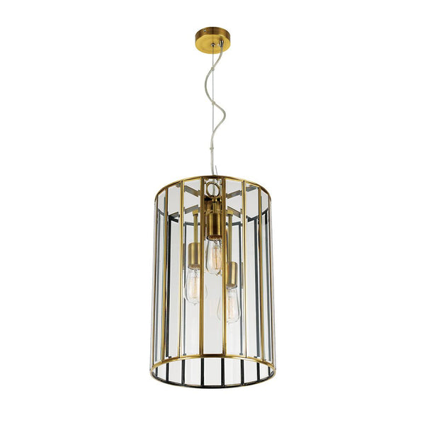 Buy Pendant lights australia - Pratt 3 Light Pendant 300mm Antique Brass & Clear - PRATT PE30-AB