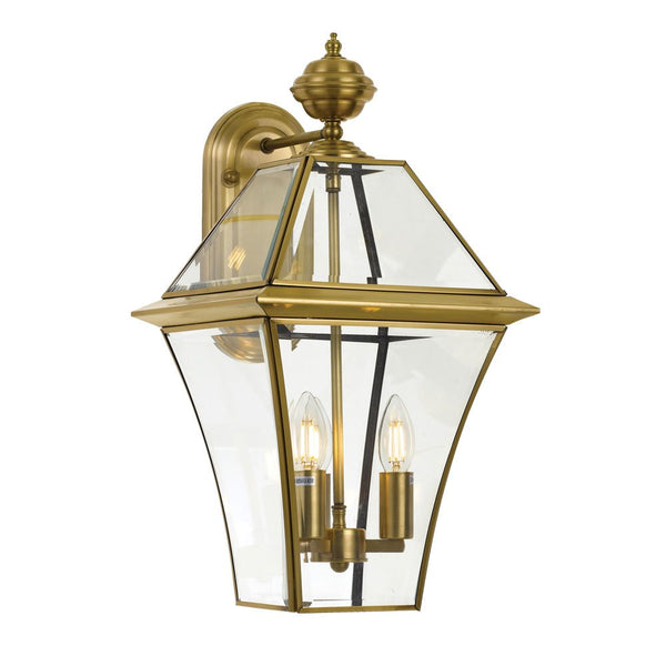 Rye 3 Light Wall Light IP44 Antique Brass & Clear - RYE EX27-BRS